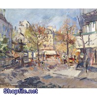 Tranh sơn dầu khu phố vui vẽ
